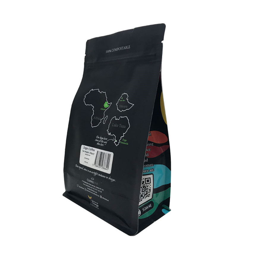 تخصيص PET / احباط / PE / PLA الألومنيوم احباط صمام حقيبة القهوة السفلية المسطحة